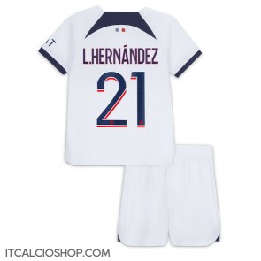 Paris Saint-Germain Lucas Hernandez #21 Seconda Maglia Bambino 2023-24 Manica Corta (+ Pantaloni corti)
